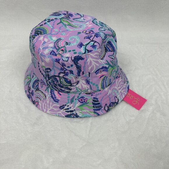 Lilly Pulitzer Hat Bucket Fitted Womens One Size Purple Sea Life Print Beachy - Picture 1 of 10